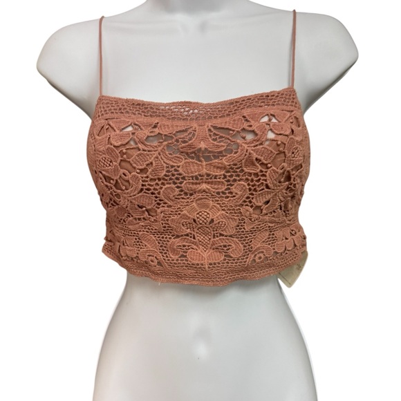 Free People Fp One Lyra Bralette Crochet Embroidered Smocked Strap Top M - Picture 4 of 5